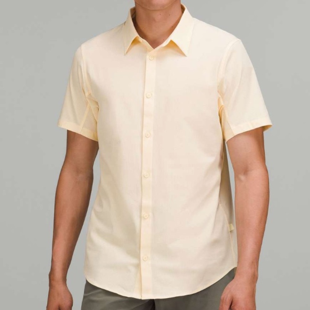 LULULEMON NWOT Airing Easy Short Sleeve Shirt Mesh Heathered Lemon Chiffon